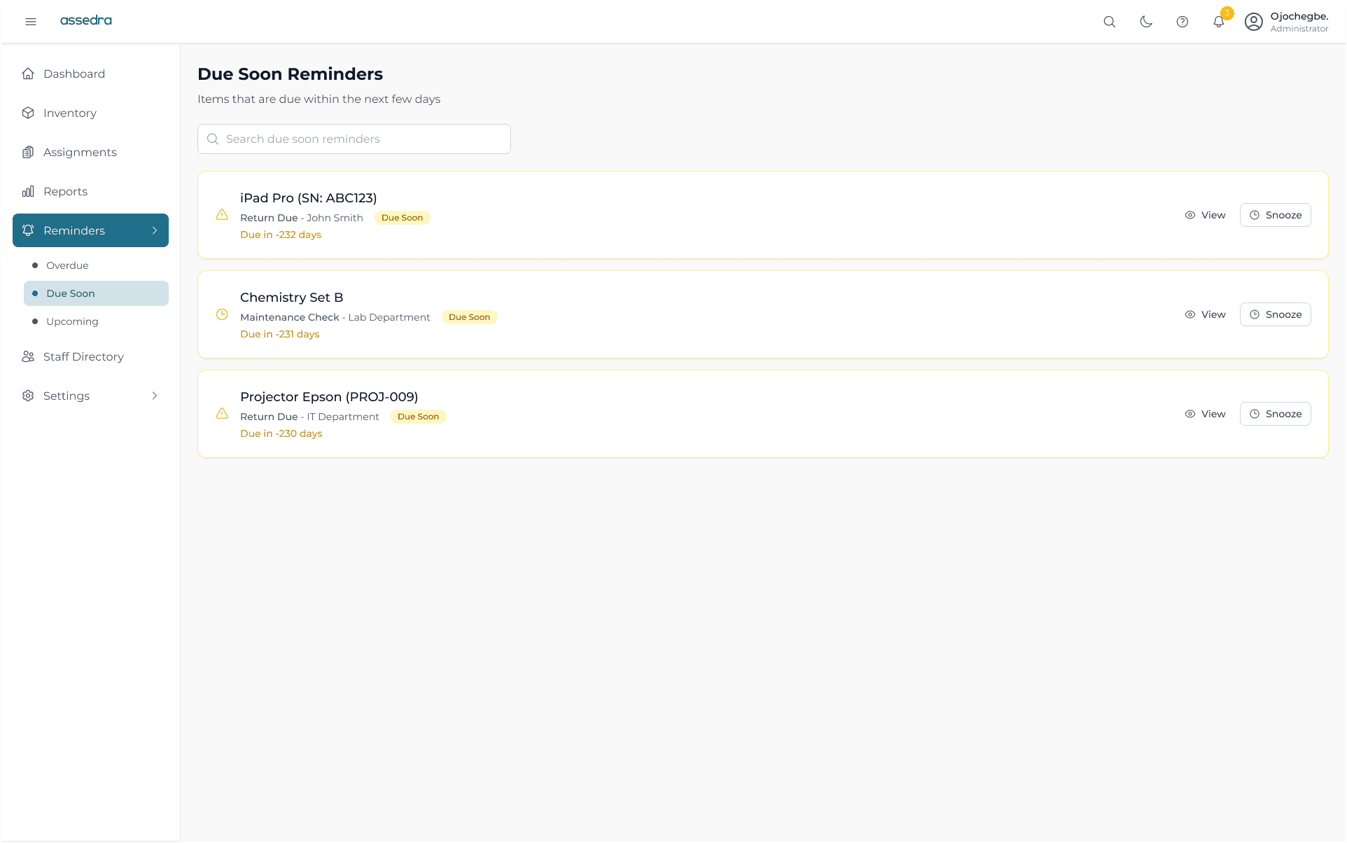 Item Check-in & Return Log